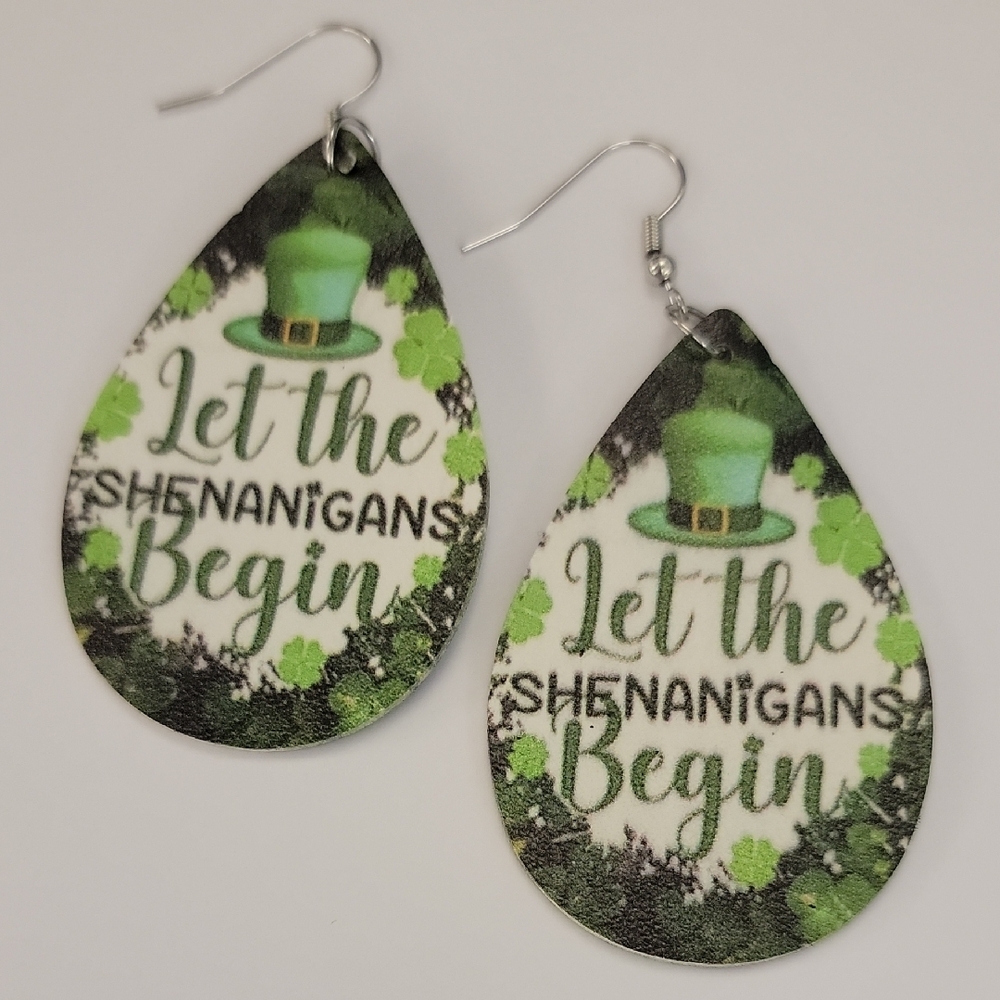 Green and Black Teardrop Earrings